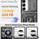 Case for Galaxy S23 FE with 360 Spin Stand [Magnetic Ring Stand] [Sliding Camera Cover] Military Grade Lens Protection Case for Samsung S23 FE 6.4", Black