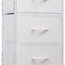 WLIVE Fabric Dresser, 5-Drawer Tall Dresser for Bedroom, Storage Dresser Organizer with Fabric Bins, Wood Top, Sturdy Steel Frame, Chest of Drawers for Closet, Hallway, White