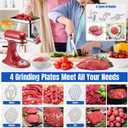 Metal Food Grinder Attachments for KitchenAid Stand Mixers, Meat Grinder, Sausage Stuffer, Perfect Mixer Attachment for KitchenAid Mixers, 15pcs Meat Grinder Accessories Set, Silver
