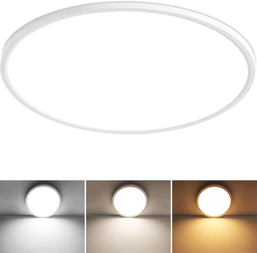 24 Inch Flush Mount Ceiling Light, 56W 5600 lm Ceiling Light Fixture with 3 CCT Selectable 3000K/4000K/ 6500K(Wall Switch Control), Slim Round Surface Mount LED Light Fixture for Kitchen Bedroom