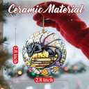 2 x Christmas Ornaments, Dodosky 2.8in Ceramic Dragon Ornament, Xmas Decor, Christmas Tree Ornaments, Xmas Decorations for Tree, Holiday Ornament, Book Lover Gift, Gifts for Bookworm, Dragon Lovers