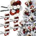 Knitgrip 6 Set Christmas Ball Ornament Cluster 72 Pcs 2.36" 1.57" Glitter Plastic Shatterproof Xmas Ball Ornament Picks Decorations for Christmas Tree Wreath Garland Stairs Decor(Brown,Classic)