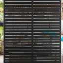 Metal Privacy Screen Outdoor 72" H47" W,Freestanding Decorative Privacy Screen for Balcony Yard&Garden,Privacy Fence-Black&Louvered