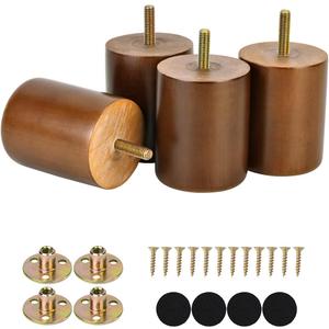 Maricome 3 in Wooden Legs Set of 4, Solid Round Wood Replacement Feet Predrilled M8 BoltSuitable for Sofa Couch Dresser Ottoman Cabinets Chair Screw in