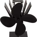 HYUWANGYU Heat Powered Stove Fan Aluminum 4 Blade Heat Powered Fireplace Stove Fan with Thermometer for Wood Log Burning and Circulating Warm for Home Heating