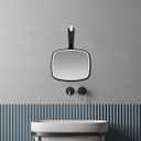 Large Wall Mount Hand Mirror with Handle, for Vanity Makeup Home Salon Travel Use (Square Black 10.3inx7.3in)