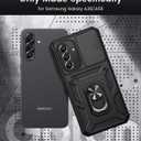 2 x Goton Compatible with Samsung Galaxy A36 A56 5G Case with Camera Cover & Kickstand Ring with Tempered Glass Screen Protector, Military Grade Shockproof Protective Bumper Cover