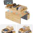 Large Bamboo Couch Arm Tray, 4 in 1 Magnetic Sofa Armrest Tray for Arm-7.87" Wide Living Room to Watch TV, Anti-Slip Couch Cup Holder & TV Trays for for Eating, Dinner or Laptop Tissue Phone (Natural)