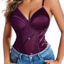 Avidlove Lingerie for Women Sexy Corset Garter Lingerie Set One Piece Teddy Bodysuit Boudoir Outfit (Purple, XXL)