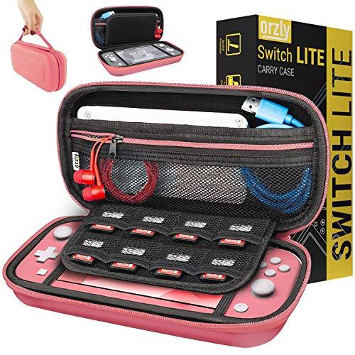 Orzly Carry Case for Nintendo Switch Lite - Portable Travel Carry Case with Storage for Switch Lite Games & Accessories (Coral)
