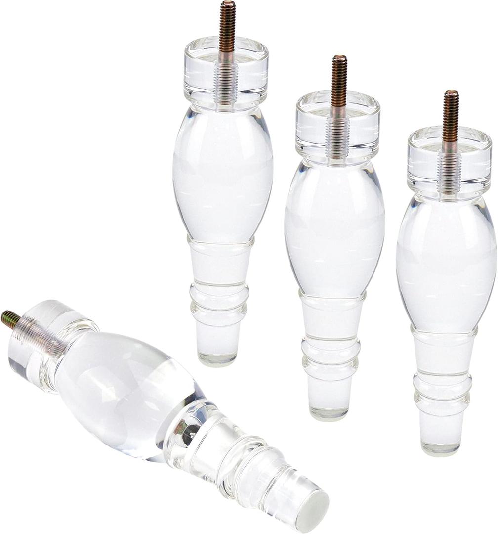 Mcredy Acrylic Furniture Legs, Cabinet Furniture Legs 7.09 Inches / 180 mm Height Couch Acrylic Feet Transparent Sofa Legs Couch,Pack of 4,Type-3 (Type-3)