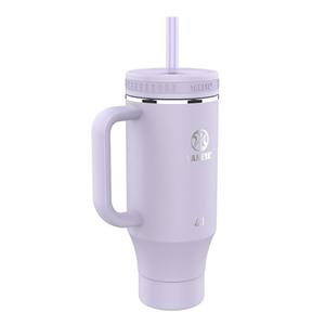 Takeya 40 oz Stainless Steel Tumbler with Lid and Two Straws, Premium Quality, Double Wall Insulated, With Handle, Keep Drinks Cold for Up to 24 Hours, Vivacity Purple