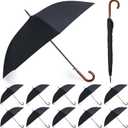 Silkfly 12 Pcs 48'' Auto Open Stick Umbrella for Rain Black