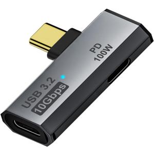 AreMe USB C Splitter (Not for Video), 2-in-1 Dual USB C Headphone and Charger Adapter Audio Dongle with PD 100W for Rog Ally, Steam Deck, iPhone 15/16, iPad (Grey)
