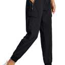 Libin Women's Cargo Joggers Lightweight Quick Dry Hiking Pants Athletic Lounge Casual Travel (XX-Large, Black)