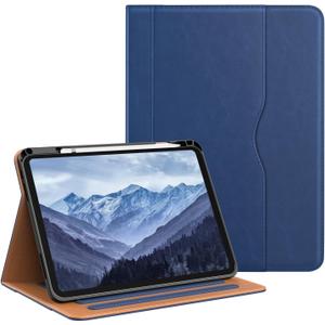OKP Case for iPad 11-inch (A16) 2025 / 10th Generation 2022, for ipad 11th /10th 10.9 inch with Multi-Angle Viewing PU Leather Stand Cover with Pencil Holder & Pocket, Auto Sleep/Wake, PurplishBlue