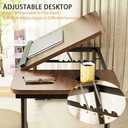 Laptop Desk for Bed, Adjustable Laptops Stand with 5 Adjustable Angles, Portable Lap Tray Table with Cup Holder, Laptop Bed Desk Tray for Eating Working Writing Reading (Brown)