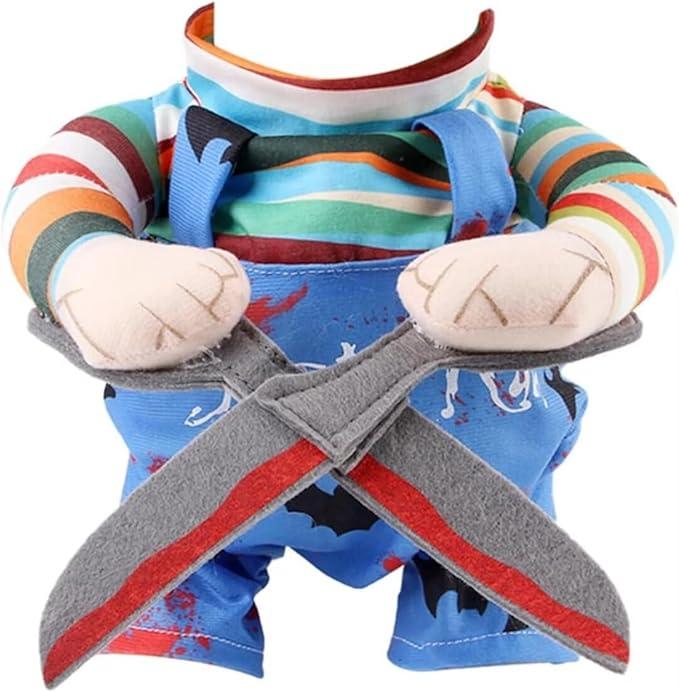 Pet Dog Costume, Pet Halloween Party Clothes Halloween Scissors Style Doll Dog Clothes for Small Medium Dogs Bulldog Labrado, Funny Pet Deadly Doll Outfits Cosplay Dress Up Costume for Party(S)