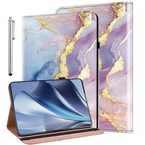 KEFBWAO Case for Samsung Galaxy Tab A7 10.4 Inch 2020 (SM-T500/T505/T507), Stylus Holder Flip Wallet Leather Shockproof Cover for Samsung Tab A7 Case, Bicolor Marble