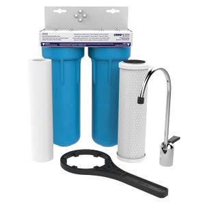 Pentair OMNIFIlter OT32 Water Filtration System, 10" Premium Dual-Stage Undersink Filter System, NSF Certified to Reduce PFOA/PFOS, Includes Dual Housings, RS14 and CB3 Cartridges and All Hardware