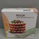 RFAQK 90PCs Cake Decorating Kit with Leveler, Baking Supplies Gift Includes Cake Stand Turntable, 24 Numbered Icing Tips, 55+1 Piping Bags, 2 Frosting Spatulas, 3 Scrappers, Video Course & Booklet (Blue)