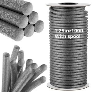1.25 Inch x 100 ft Foam Backer Rod for Gaps Joints Concrete Crack Filler Caulk Saver Bulk Foam Backing Rod Concrete Filler Rope for Weather Stripping Door Seal, Gray