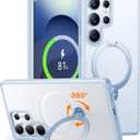 TORRAS 360 Spin Magnetic Stand for Samsung Galaxy S25 Ultra Case, Fit for Magsafe, Shockproof Slim Protective S25 Ultra Case with Kickstand for Women Men, Ostand Spin, Translucent Frosted Silverblue | 360 Spin, Magnetic Stand, Fit for Magsafe, Shockproof, Slim, Protective