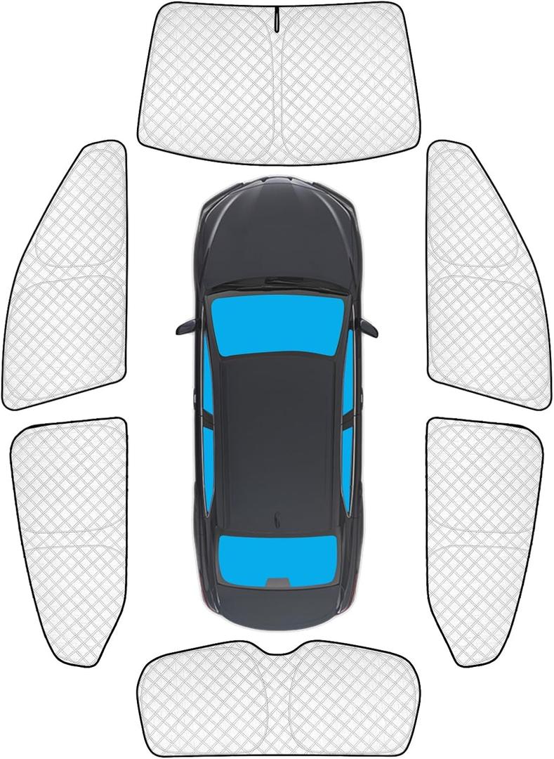 KMF 6pcs Thicken Sun Shades for Toyota Corolla 2020-2025 Accessories (Not Corolla Cross), Full Car Window Covers for Windshield Side Rear, UV Block and Privacy Blackout for Camping