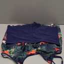 Urchics 2026 Women Two Piece Tankini Swimsuit Tummy Control Plus Size Long Torso Top and High Waisted Boyshorts Bathing Suits (3X-Large, 01-Tropical Navy)