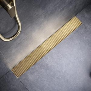 Linear Shower Drain 36 Inch, Brushed Gold 304 Stainless Steel Rectangular Shower Drain, 51L/Min Fast Drainage Floor Linear Drain, US Standard CUPC Certified, Zirconium Gold, SD-108-36ZG