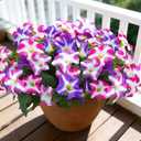 FULLMUSIC Spring Artificial Flowers for Outdoors, UV Resistant Fake Morning Glory, Look Real Faux Silk Plants for Front Door Garden Porch Planter (Fuchsia Purple)