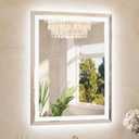 TETOTE Led Bathroom Mirror with Lights 24 x 32 Inch, Beveled Lighted Vanity Front and Backlit Anti-Fog Mirror Wall Mounted for Modern Bathroom, 3-Color Extra-Bright Lights, Tempered Glass