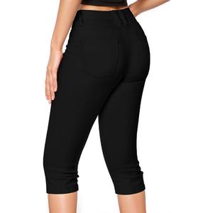 Hybrid & Company Women's Butt Lift Super Comfy Stretch Denim Capri Short Jeans Q43300 Black 7, M