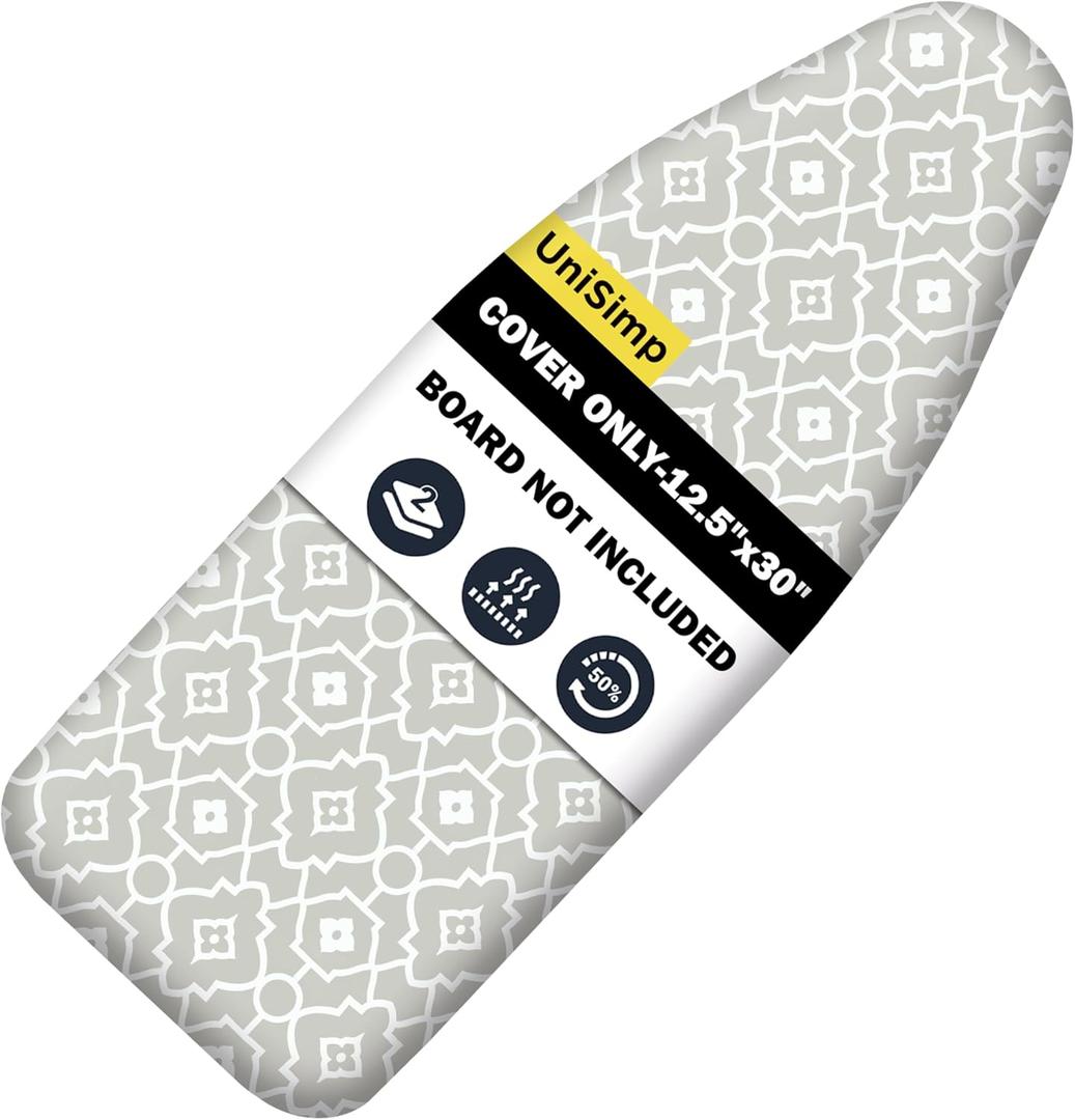 Small Ironing Board Cover and Pad 12.5"x30" Small Iron Board Cover with Padding, Tabletop Mini Ironing Board Cover and Pad Small Size, Cotton Canvas,Heat Resistant, Drawstring Geometric
