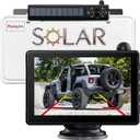 1080P Solar Wireless Backup Camera with 5in Monitor, 5000mAh Rechargeable Battery and Solar Panel, IP69K Waterproof, IR Night Vision, Support 2 Cameras, for Car, RV, Trailer, Camper (0092)