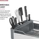KitchenAid Large Capacity Full Size Rust Resistant Dish Rack with Angled Drain Board and Removable Flatware Caddy, Light Grey