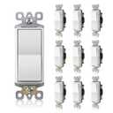 TOPELER 10 Pack 3-Way Decorator Light Switch, Single Pole or Three Way Paddle Rocker Light Switch, 15A 120/277V Electrical Wall Switches, Self-Grounding, Residential Grade, White