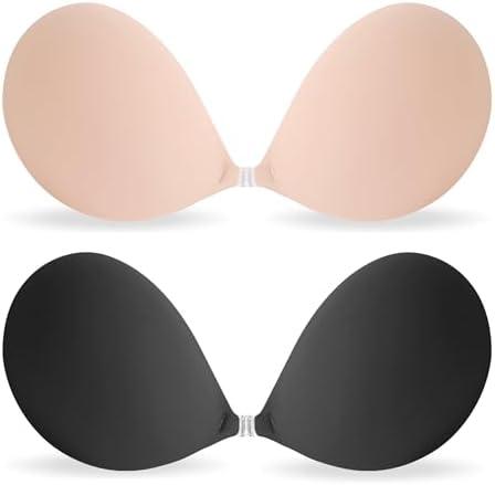 MITALOO Adhesive Bra Invisible Sticky Strapless Push up Backless Reusable Silicone Covering Nipple Bras, Size D