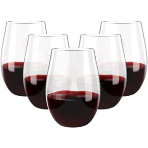 FOCUSLINE 11 Pack 16 Oz Plastic Wine Glasses, Stemless Plastic Wine Cups Heavy Duty, Unbreakable Disposable Glasses for Wedding or Party