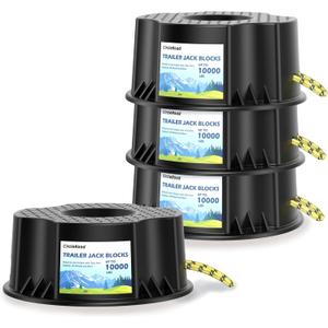 Trailer Jack Block, 4 Pack Heavy Duty Camper Jack Pads UV Resistant Up to 10,000 lbs Leveling Block for Trailer, Tongue Jack, 5th Wheels, Black