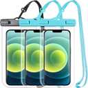 2025 Waterproof Phone Pouch: 3 Pack Cruise Ship Essentials Must Haves Dry Bag for Beach Vacation Essentials Accessories, Phone Case for iPhone 15 14 13 12 Plus Pro Max Galaxy - Black+Blue+Blue
