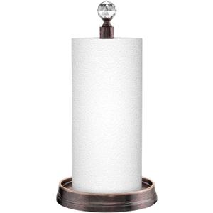 Paper Towel Holder (with Crystal Ball) Steel Paper Towel Holder countertopPaper Towel Holder Stand for Kitchen Countertops, Bars & Dining Tables,Fits Standard & Jumbo Rolls,Oil Rubbed Bronze