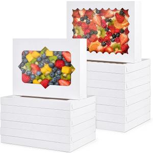 Sinload 24 Pcs 26.5x19.5 x 5 Inch Full Sheet Cake Boxes 12pcs Large Rectangle Bakery Boxes with 12pcs Cake Boards for Pastry Baking, Cupcakes, Donuts, Cookies, Pie Treat Packaging