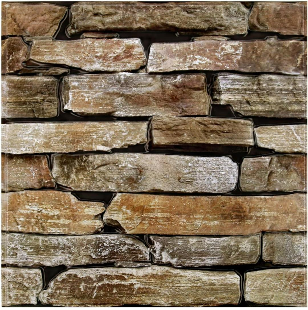 SMOOSTIKC 3D Peel and Stick Tiles Faux Stone Wall Panels-10 Pcs of 11.8"X11.8" Ultralight Thin Wallpaper PVC Paneling 3D Textured Stone Panel for Bathroom,Bedroom,RV and Interior Wall Decor