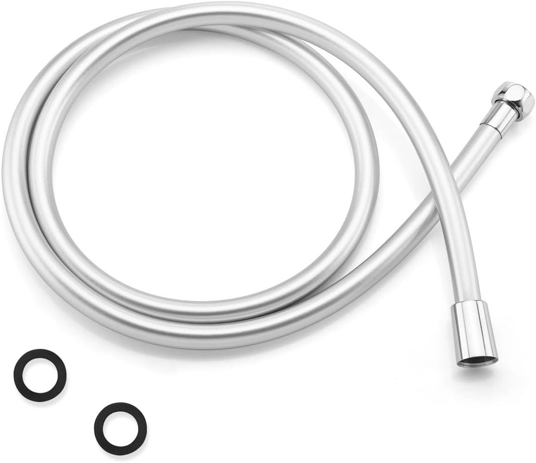 PVC Shower Hose 59 Inches Shower Hose Extra Long Used In Showerheads Spray Bidet Bathing Toilet Cleaning Pet Flexible Showerhead Hoses Replacement Chorme Showerhose For Rv Bidet Hoses(Silver, 59 In)