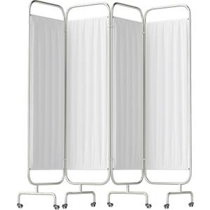 4-Panel Medical Privacy Screen on Wheels, 79"x71" Medical Screen | Portable Medical Privacy Screen Indoor Room Privacy Screen Divider, Stainless Steel Contruction, Folds Easy for Storage