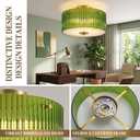 AUQUEE 13.8" Gold Flush Mount Ceiling Light, 3-Light Vintage Green Ribbed Glass Light Fixtures Ceiling Mount, Anti-Glare Close to Ceiling Lamp for Kitchen, Bedroom, Hallway, Entryway, Living Room, Large