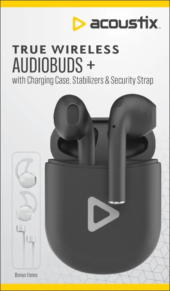 Acoustix AudioBuds+ True Wireless Earbuds with Charging Case - Black