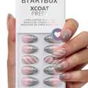 BTArtbox French Tip Press On Nails - Sparkle Bow, Lamp-Curable Short Almond Press On Nails with Glue and Adhesive Tabs for Women in 16 Sizes - 32 Soft Gel Glue On Nails Kit
