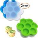 GOKCEN's Silicone Egg Bite Molds [2 Pack] Instant Pot Accessories - Total 14 Cups Muffin Pan for Baking - Food Freezer Tray with Lid - Reusable Storage Container (Blue & Green - Egg Bite Mold)